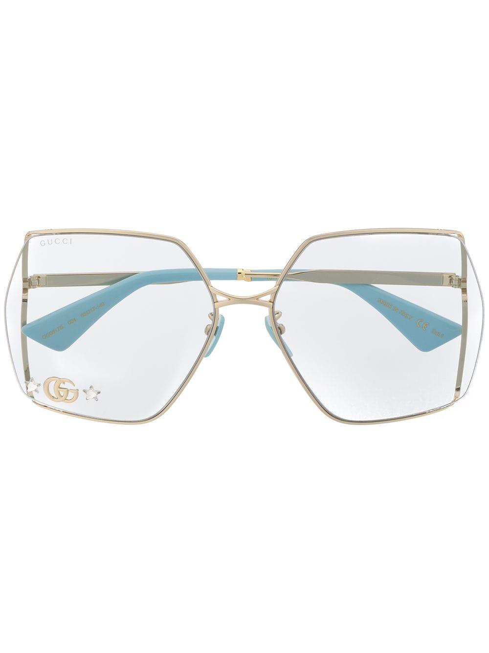 Gucci Double G Oversized-frame Sunglasses in Blue | Lyst