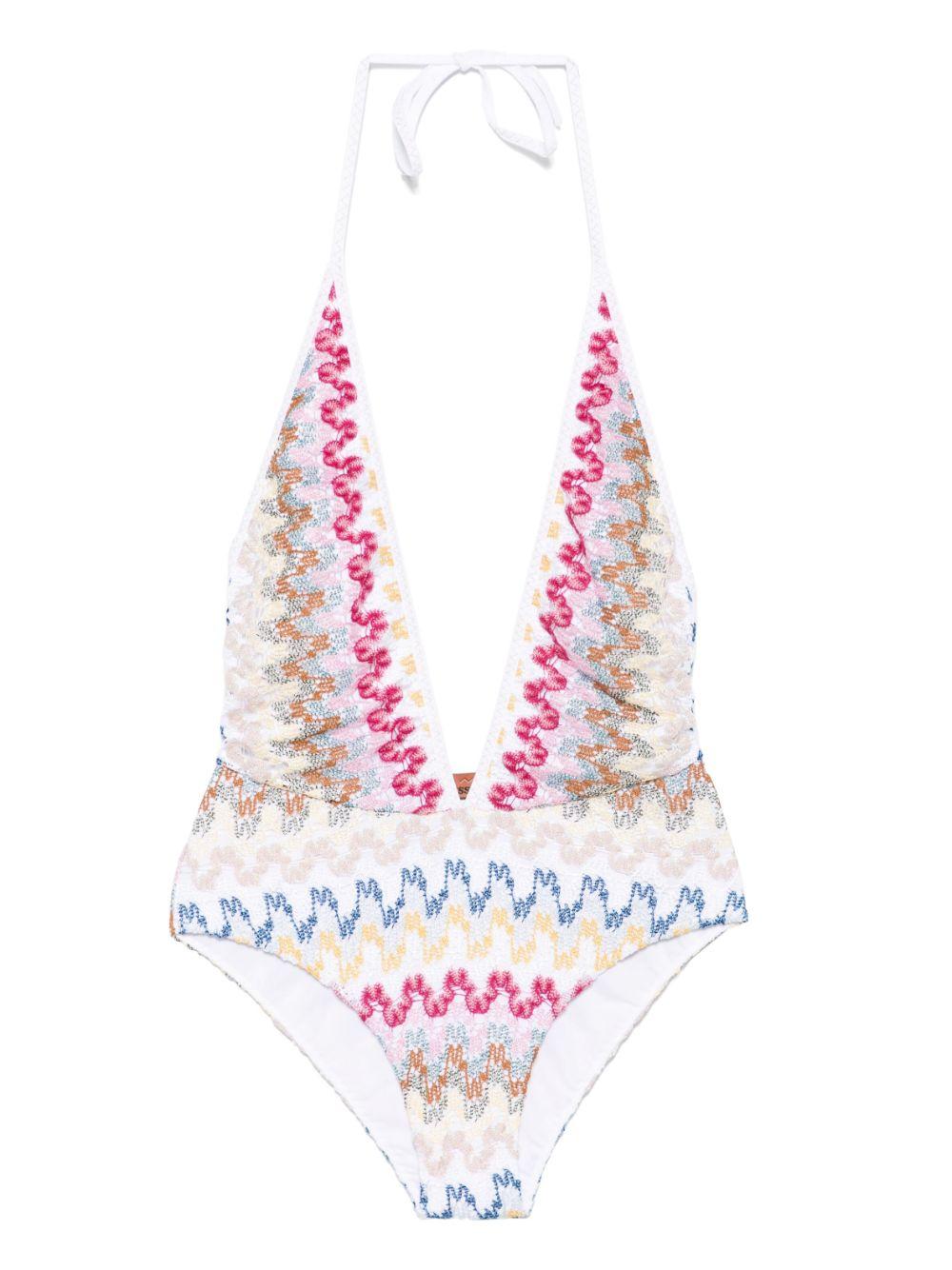 Missoni レディース ホワイト ジグザグ ワンピース水着 ビーチウェア 