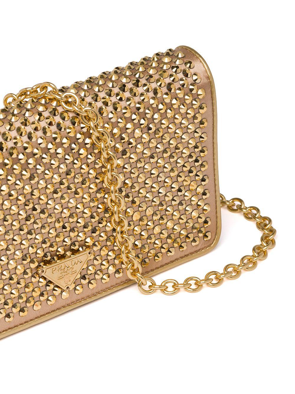 Re-Edition Mini embellished shoulder bag in gold - Prada
