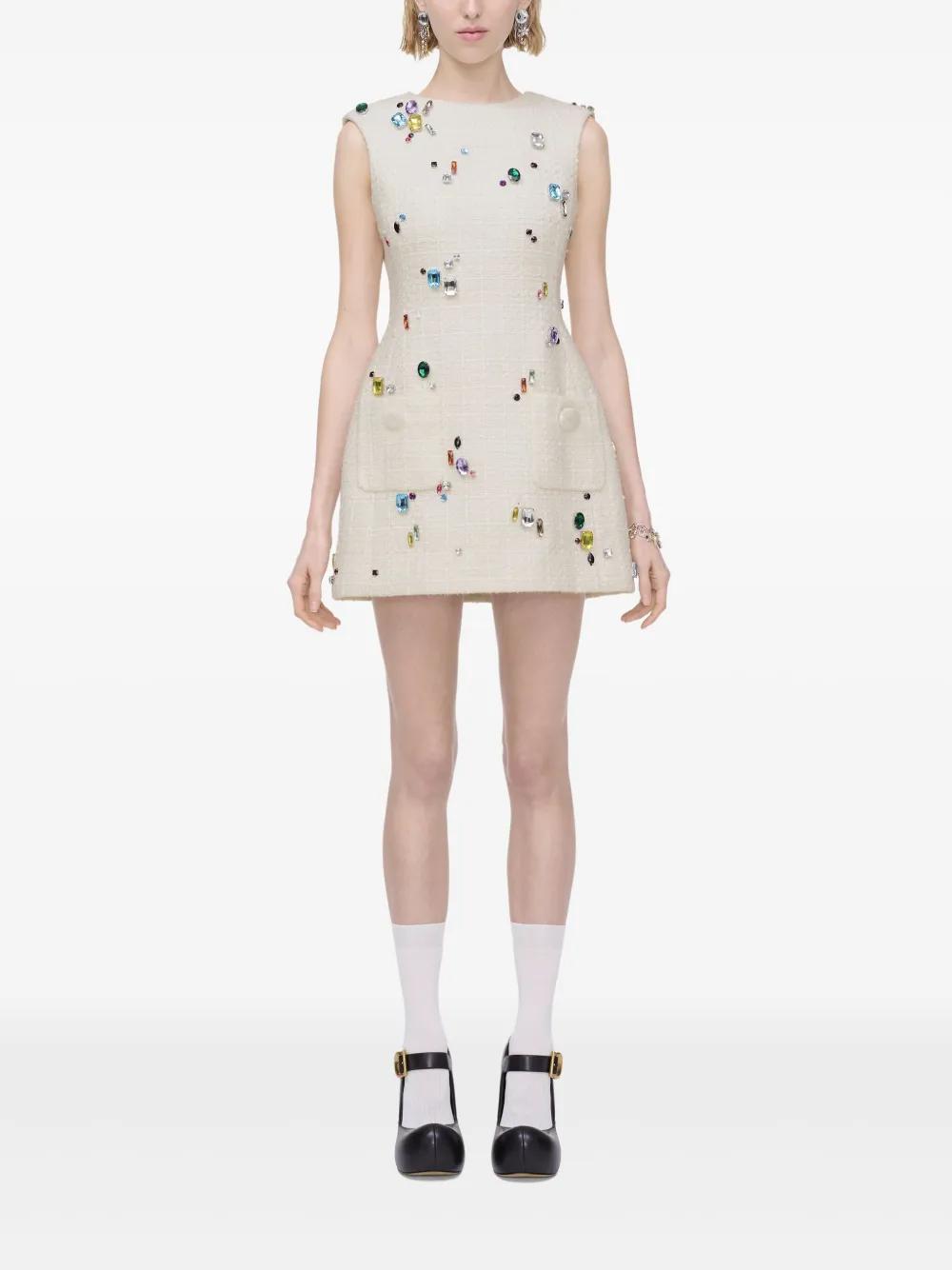Marc Jacobs Crystal-Embellished Mini Dress in Natural | Lyst