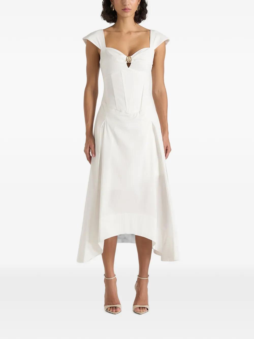 white cap sleeve fit and flare dress AE Cap-Sleeve Tie-Back Mini Dress