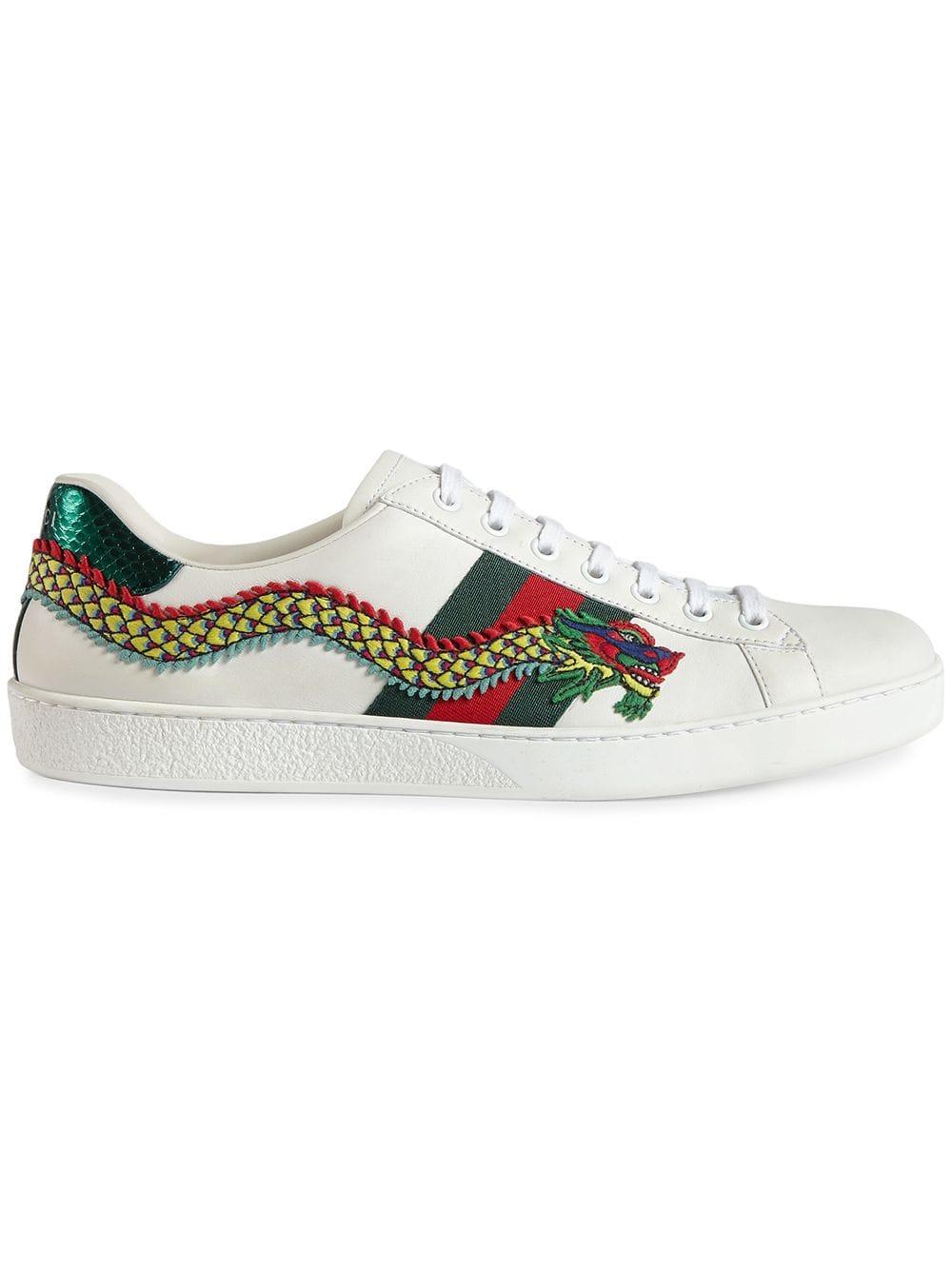 Zapatillas bajas Ace con bordados Gucci de hombre de color Blanco | Lyst