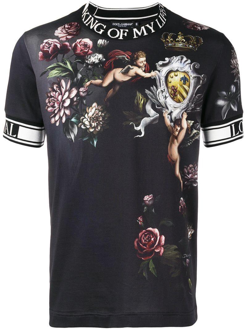 Dolce & Gabbana Cotton King Of My Life Cherub T-shirt in Black for 