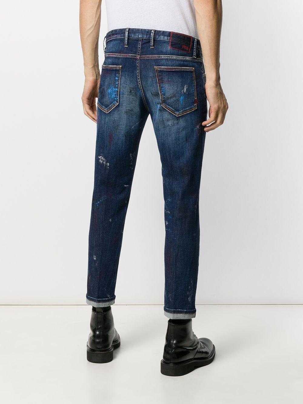 Pt05 Denim Paint Splatter Jeans in Blue for Men - Lyst