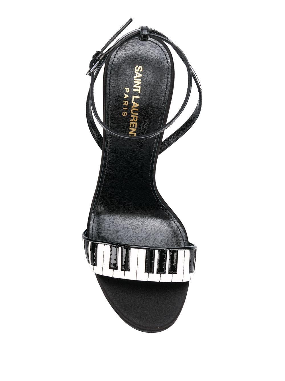 Saint Laurent Piano Detail Sandals in Black | Lyst