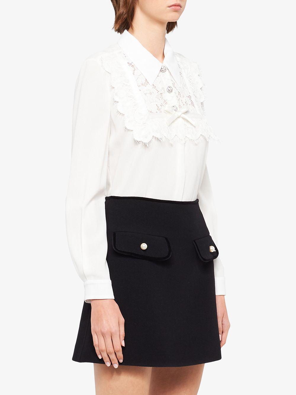 Miu Miu Synthetic Sablé Blouse in White - Lyst