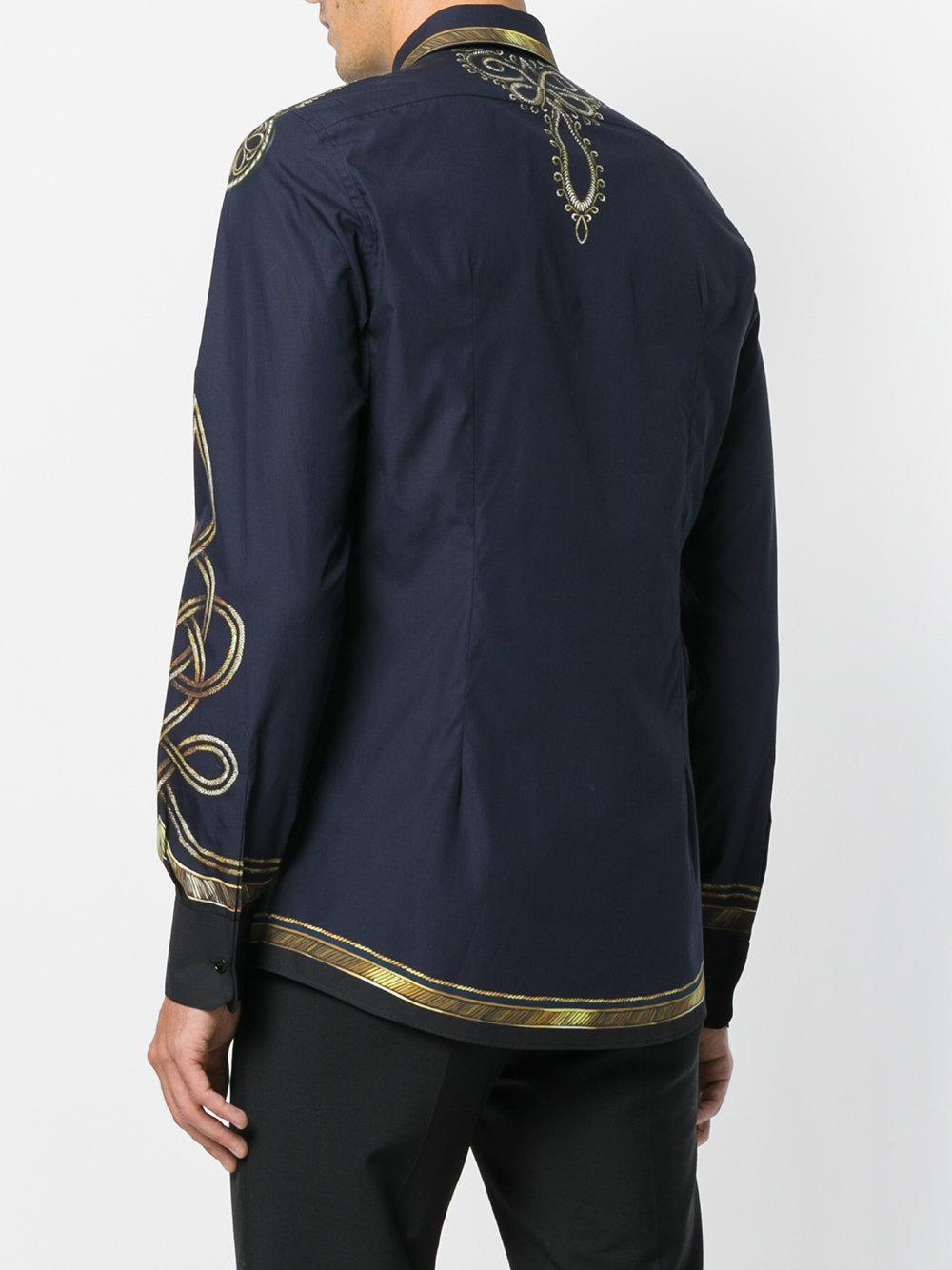 Dolce & Gabbana Cotton Military Jacket Print Shirt in Navy (Blue 
