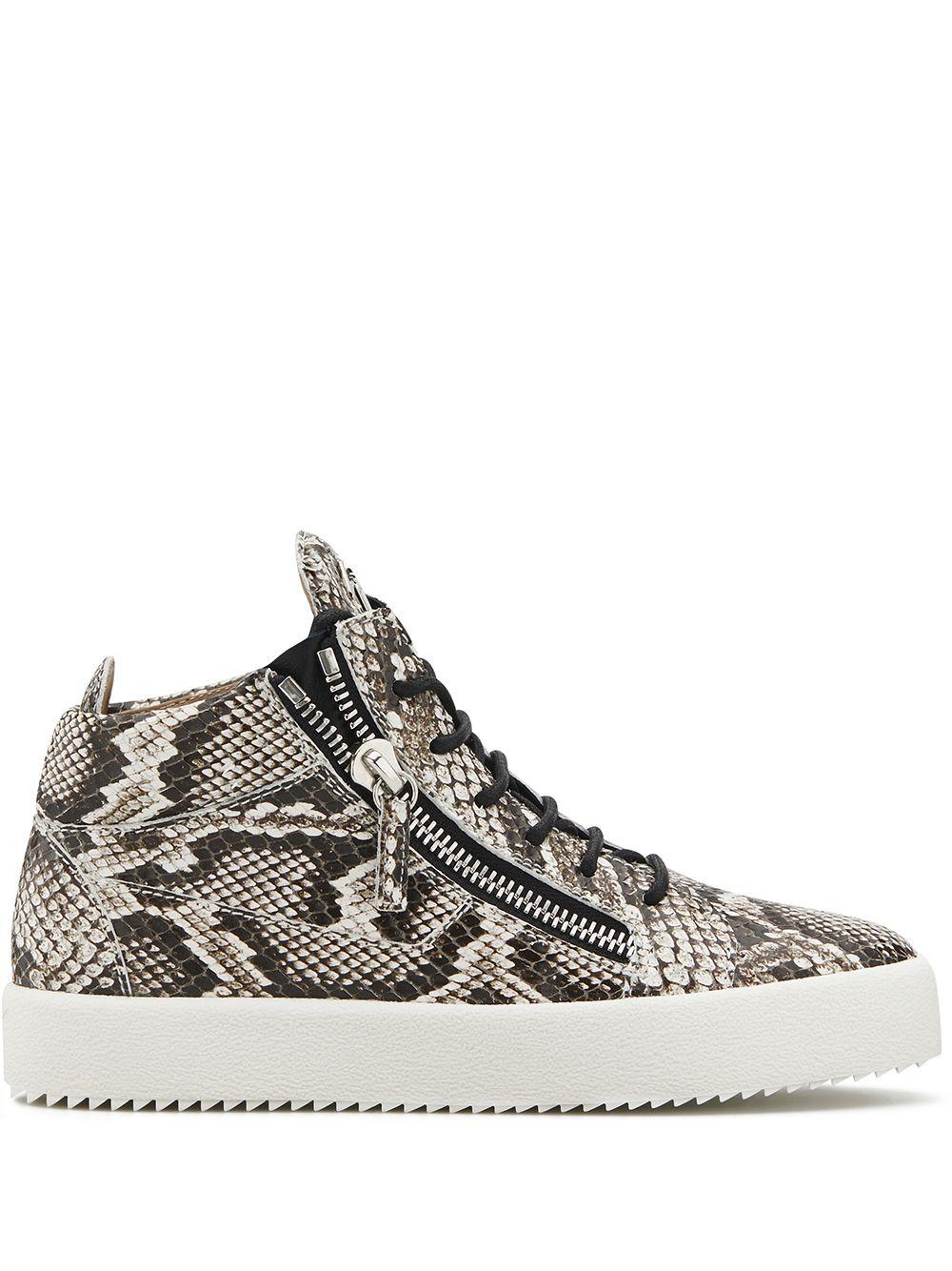 Giuseppe Zanotti Leather Kriss Python-effect Sneakers in Brown - Lyst
