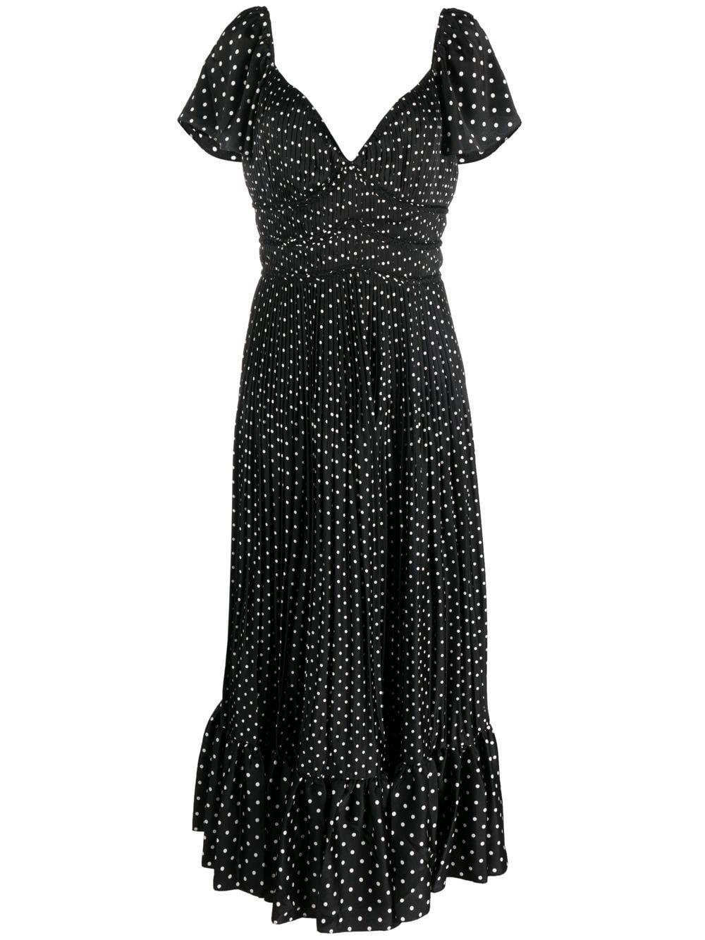 Polo Ralph Lauren Polka-dot Crepe Midi Dress in Black | Lyst