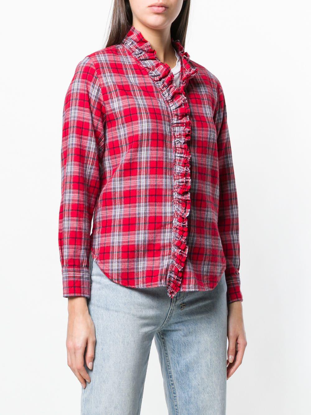 Étoile Isabel Marant Plaid Long-sleeve Shirt in Red | Lyst