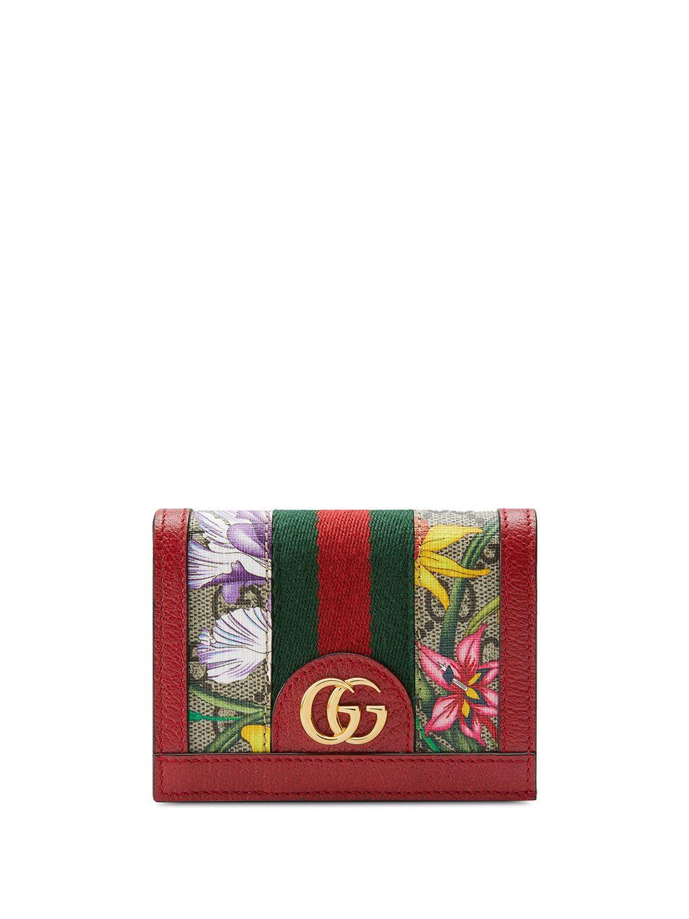 Gucci Flora Print Wallet in Red | Lyst