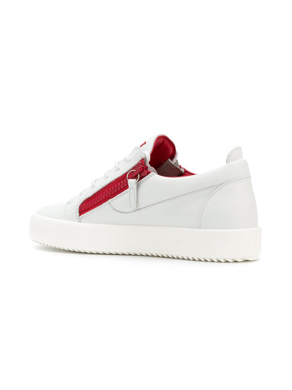 Giuseppe Zanotti Leather Frankie Double Zip Sneakers in White | Lyst