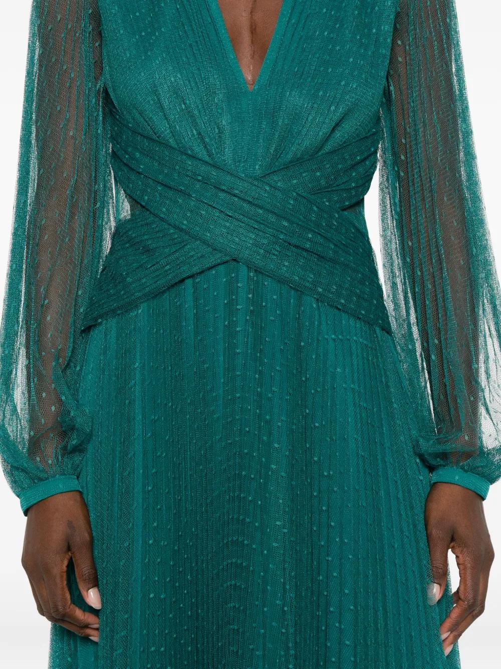 Twinset Twisted Long-Sleeved Dress in Green | Lyst