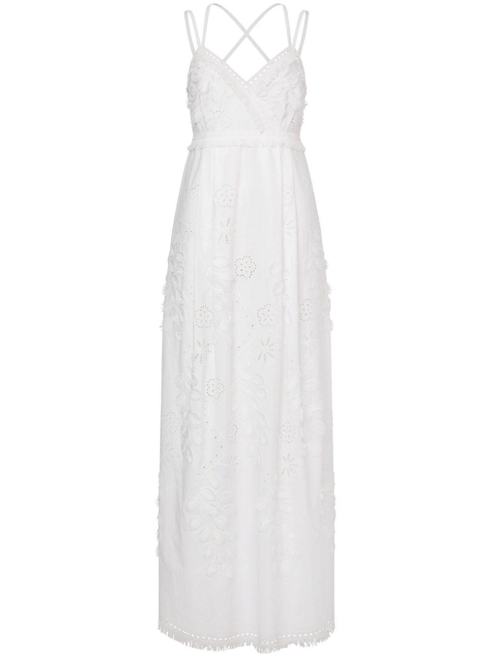 Alberta Ferretti レディース ホワイト Floral-lace V-neck Maxi Dress 