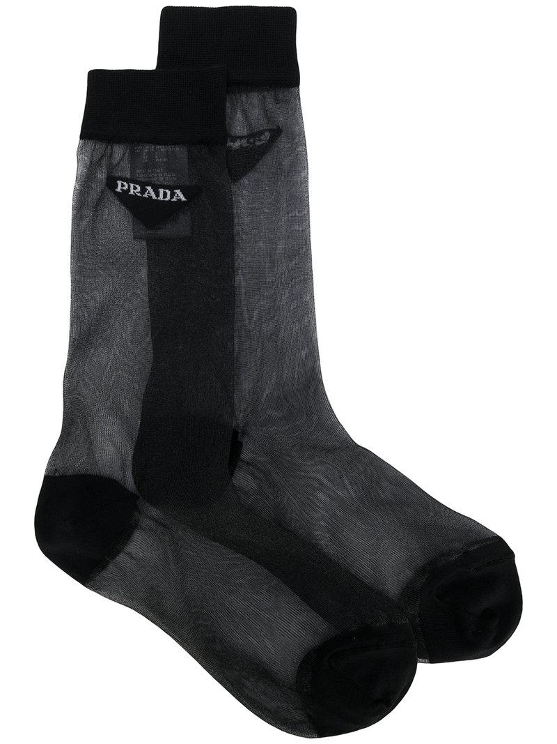 prada sheer logo socks