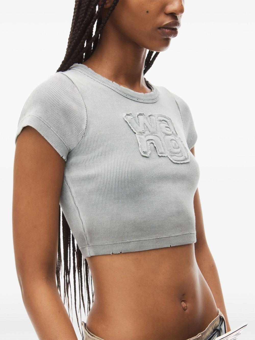 Alexander Wang T-shirt With Crop Application in Gray | Lyst