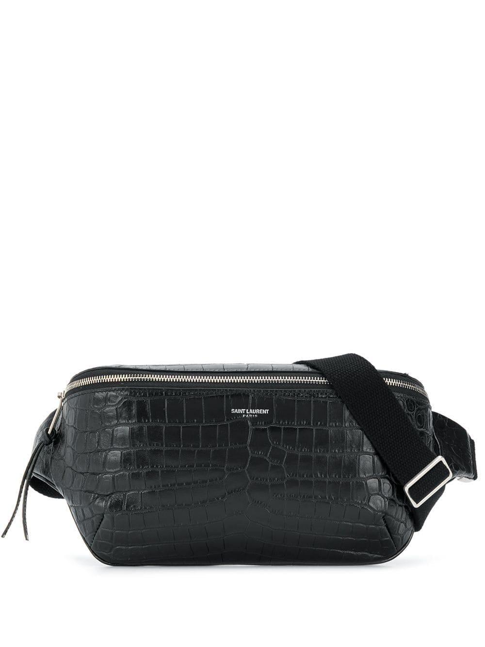 Saint Laurent Crocodile Embossed Belt Bag in Black for Men Lyst