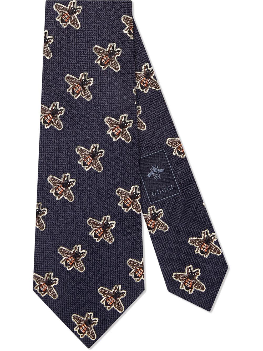 Gucci Bees Pattern Silk Tie in Blue for Men Lyst