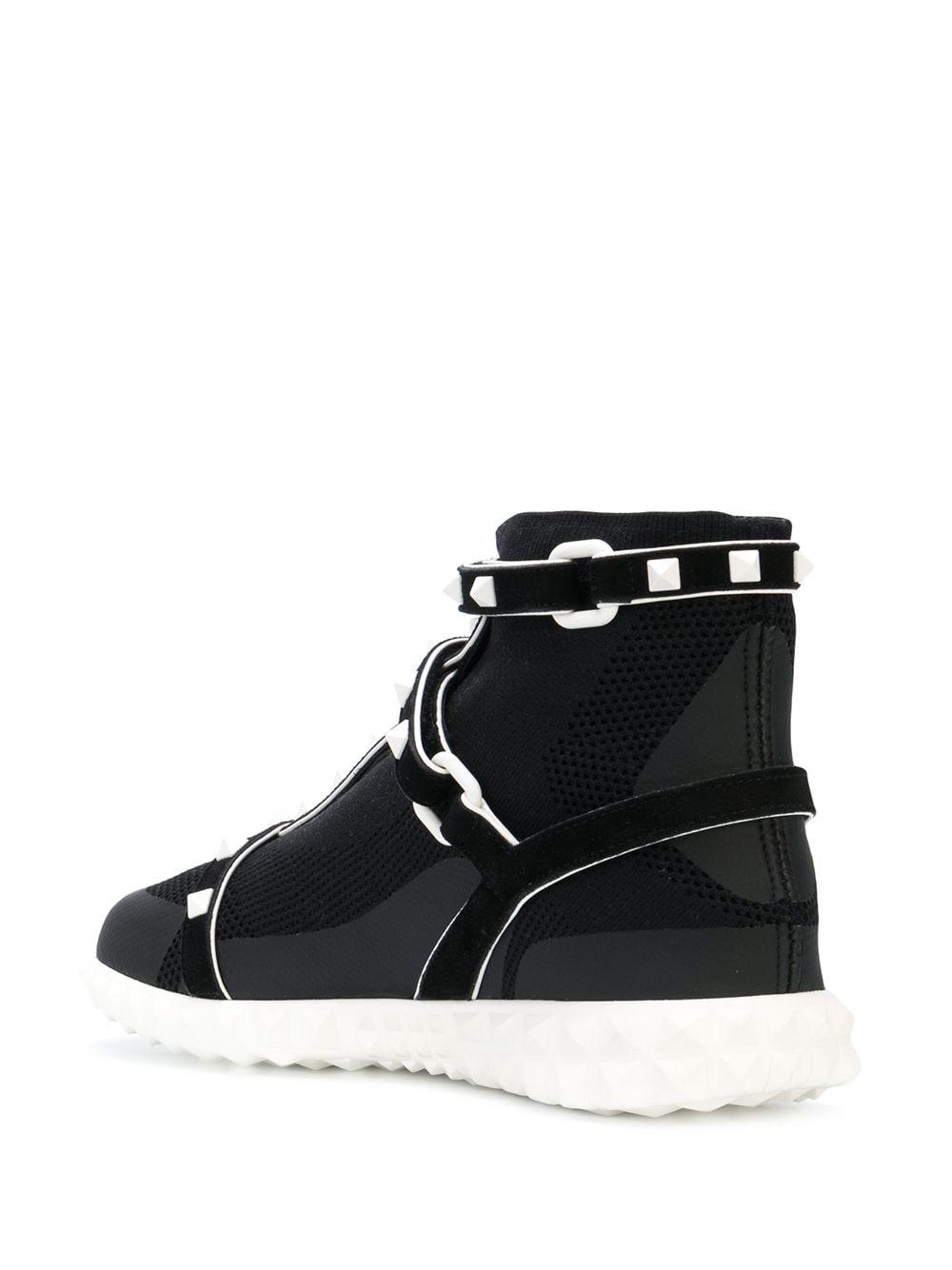 Valentino Leer Sok Sneakers in het Zwart - Lyst