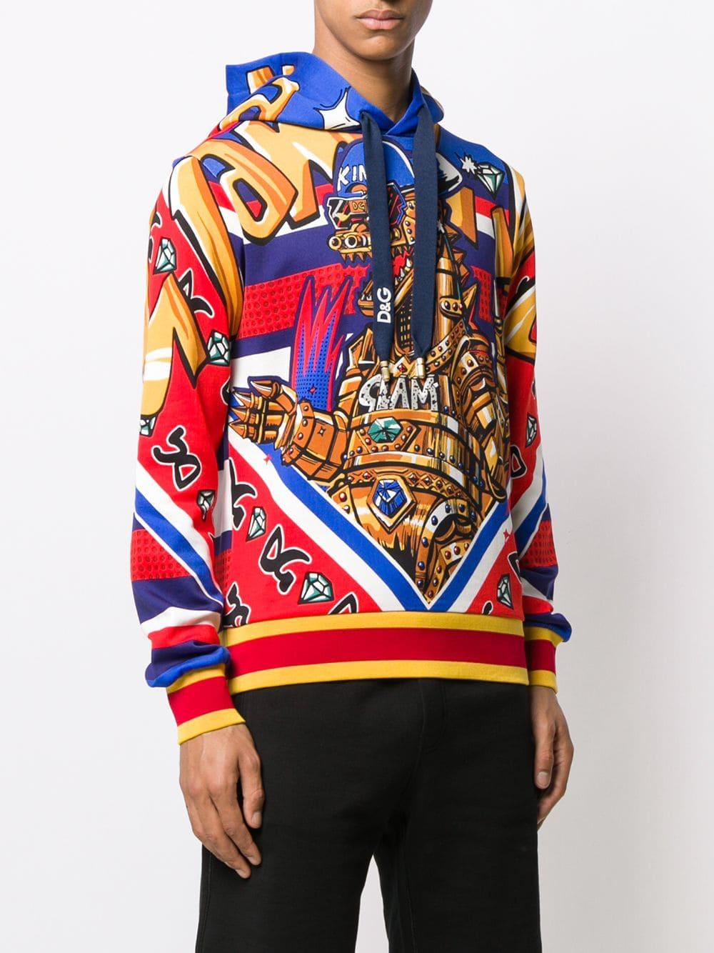 Dolce & Gabbana Printed Hoodie in Red for Men - Lyst