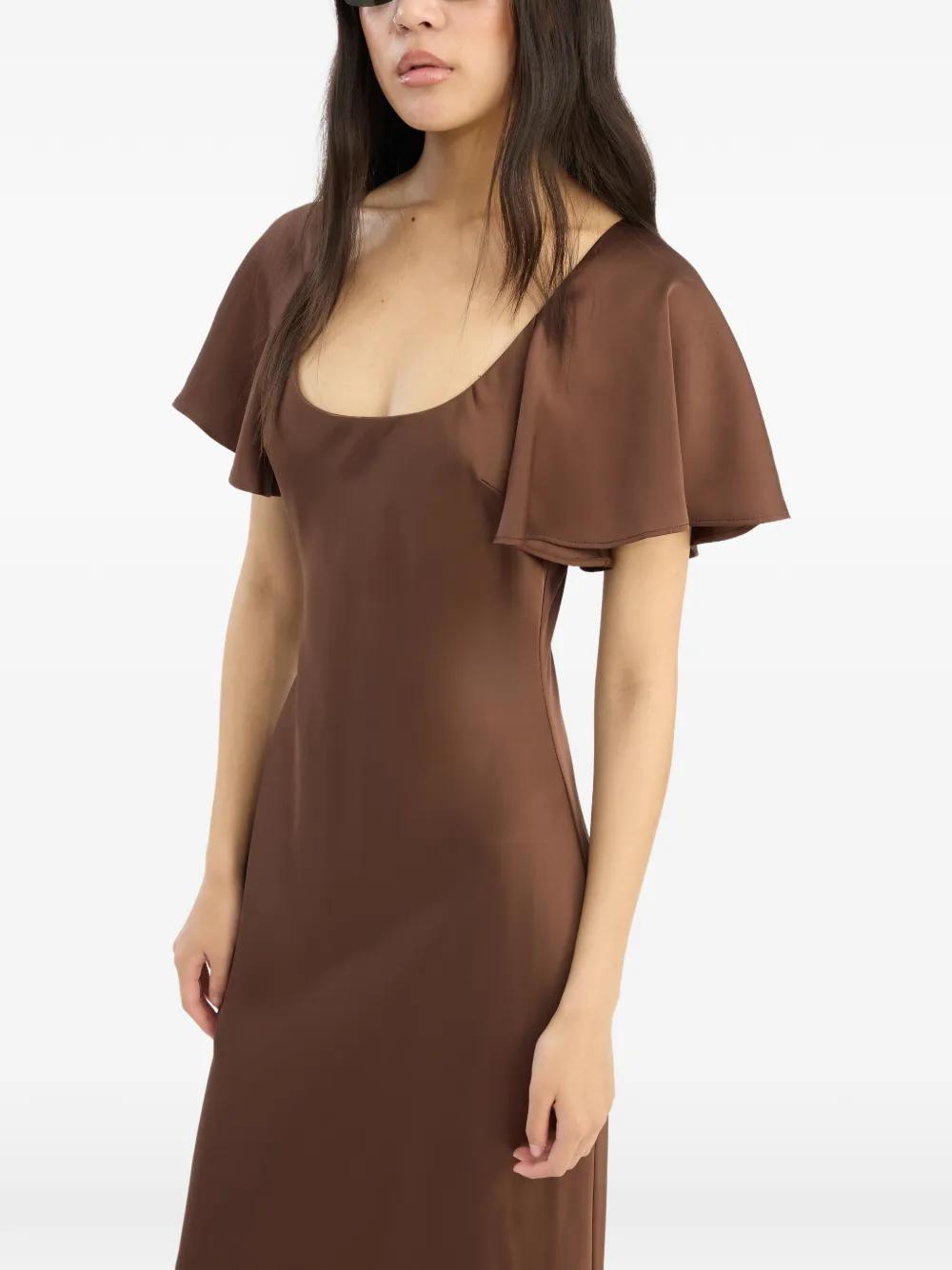 ROTATE BIRGER CHRISTENSEN Flowy Sleeve Satin Maxi Dress in Brown | Lyst