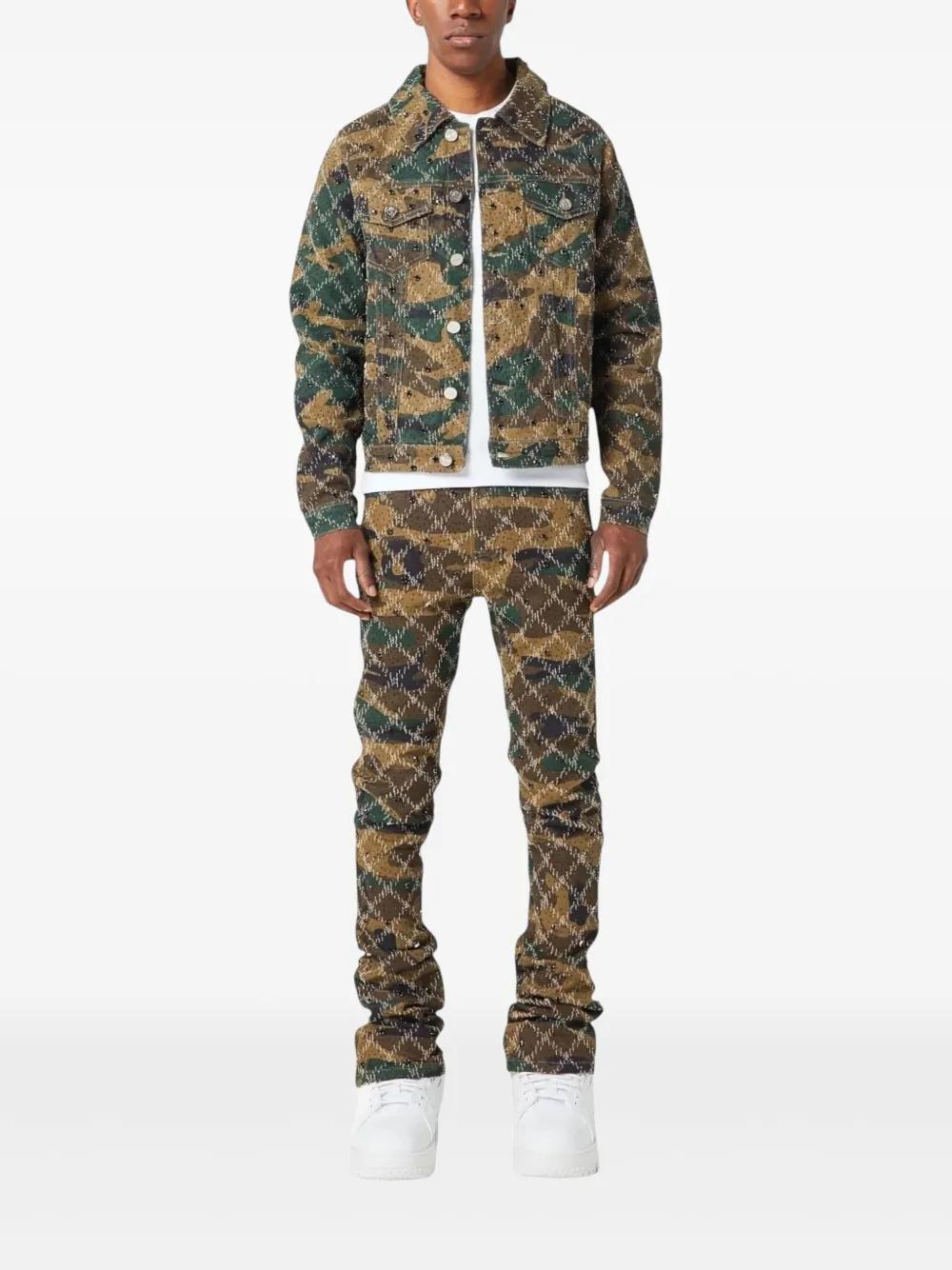 GUAPI Camo Embellished Denim Jacket in Green for Men | Lyst