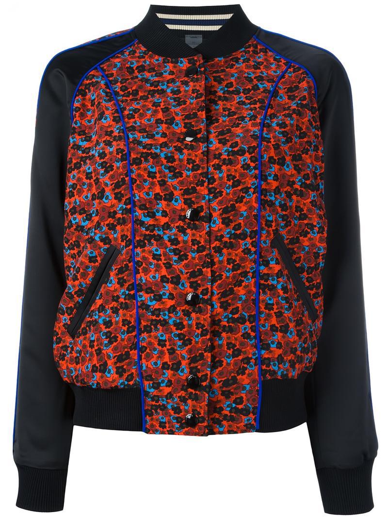 COACH Floral Print Bomber Jacket in Black | Lyst