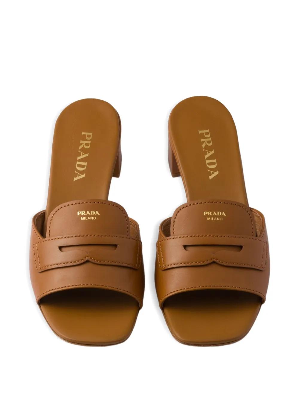 Prada Leather Sandals in Brown | Lyst