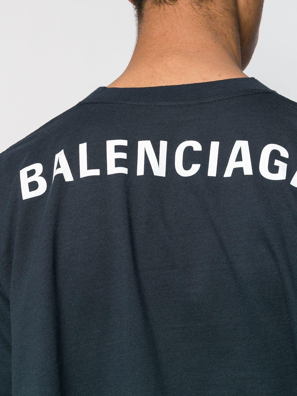 Balenciaga Rear Logo Print Oversize T-shirt in Blue for Men | Lyst