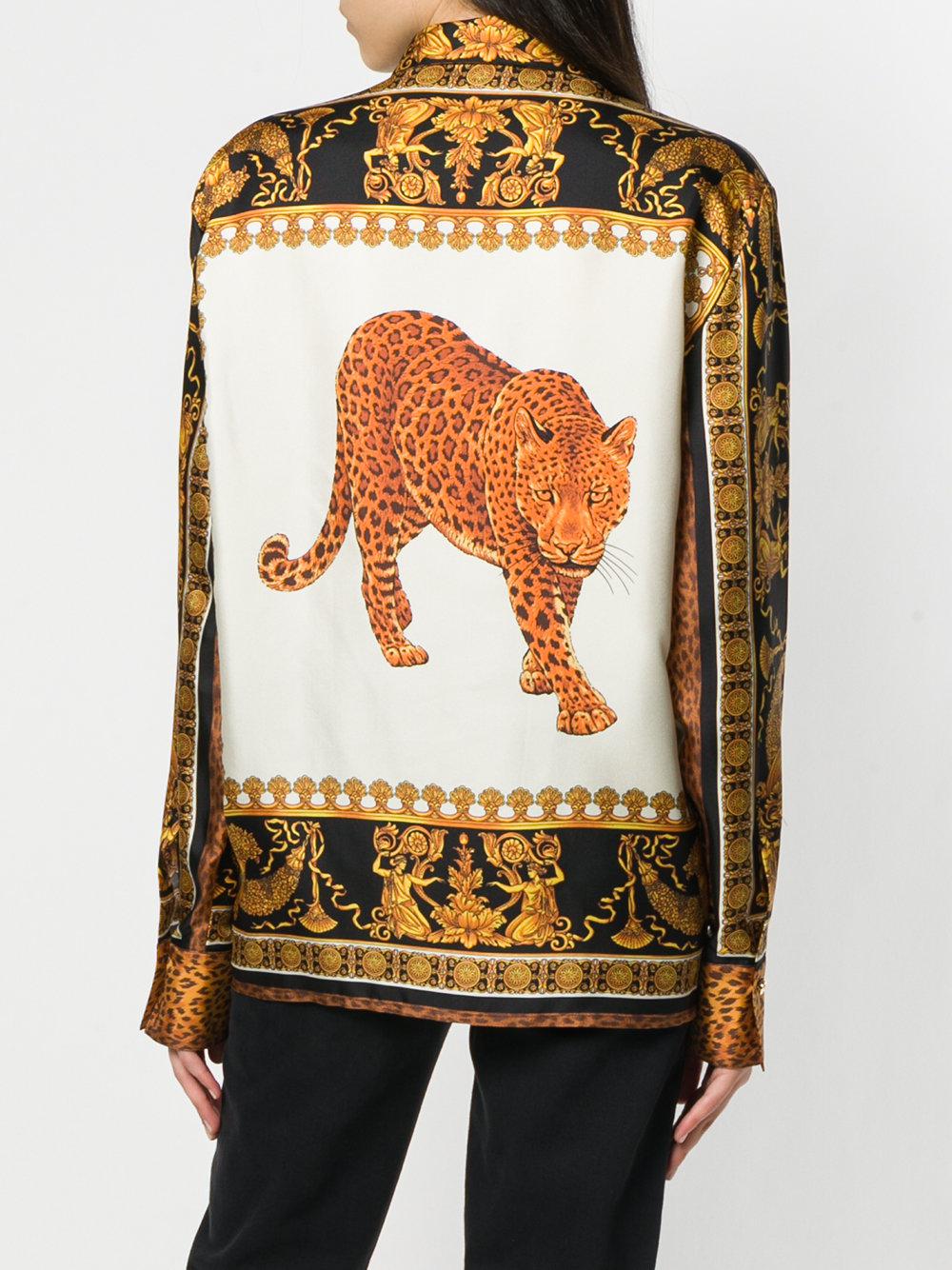 Versace Silk Leopard Print Shirt Lyst Versace Silk Leopard Print Shirt Lyst