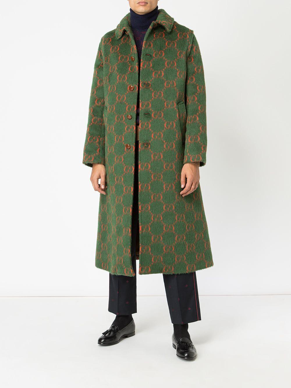 Gucci GG A-line Coat in Green for Men | Lyst