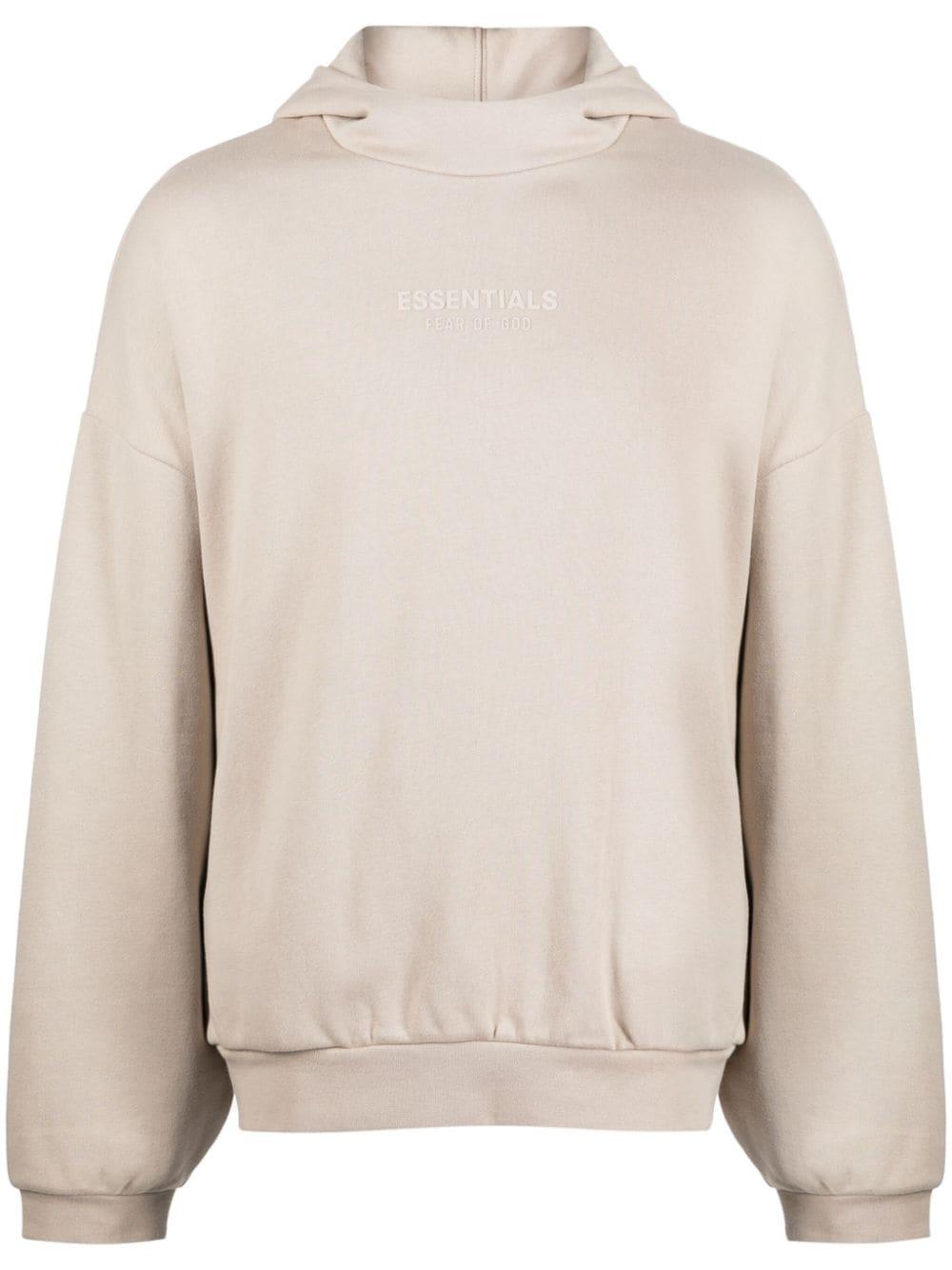 Fear of God ESSENTIALS Logo print Drop shoulder Hoodie in Natural