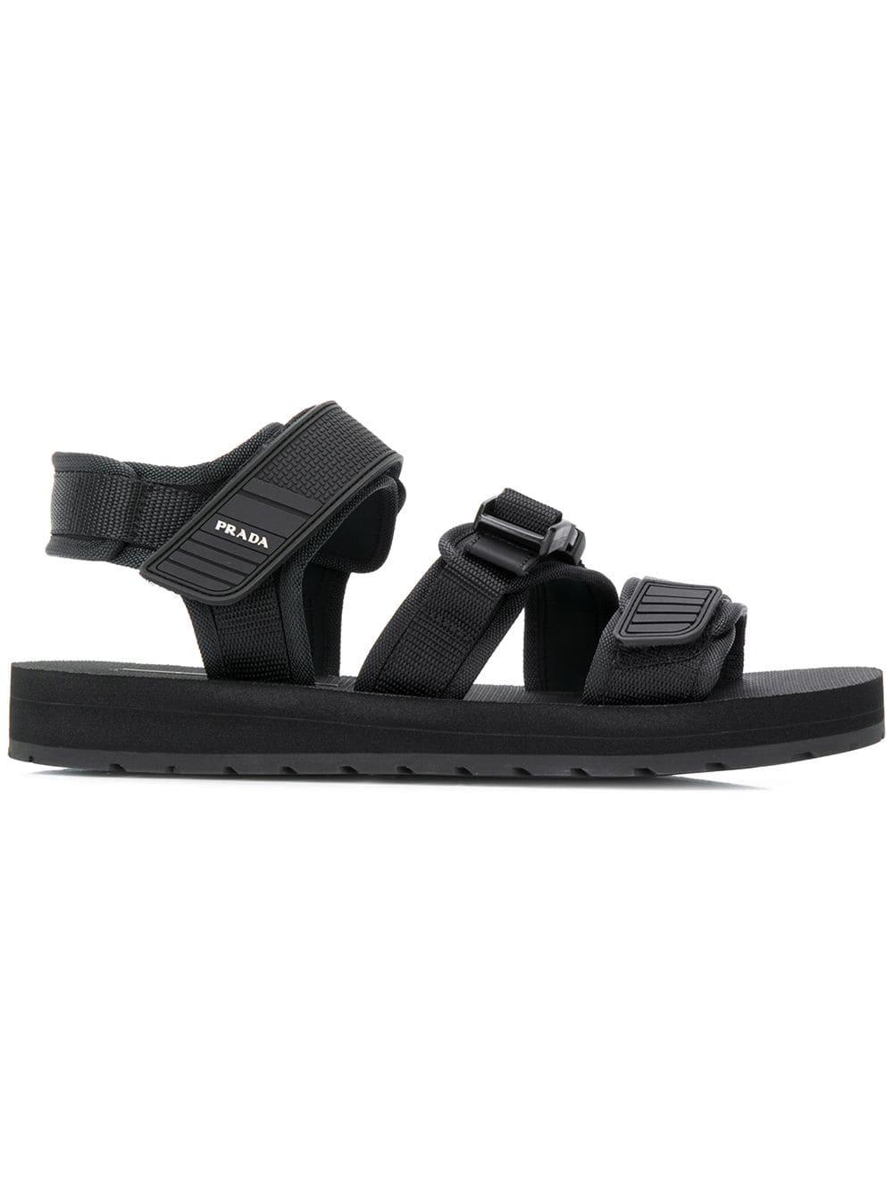 Velcro-strap leather sandals Black Prada | MATCHESFASHION FR