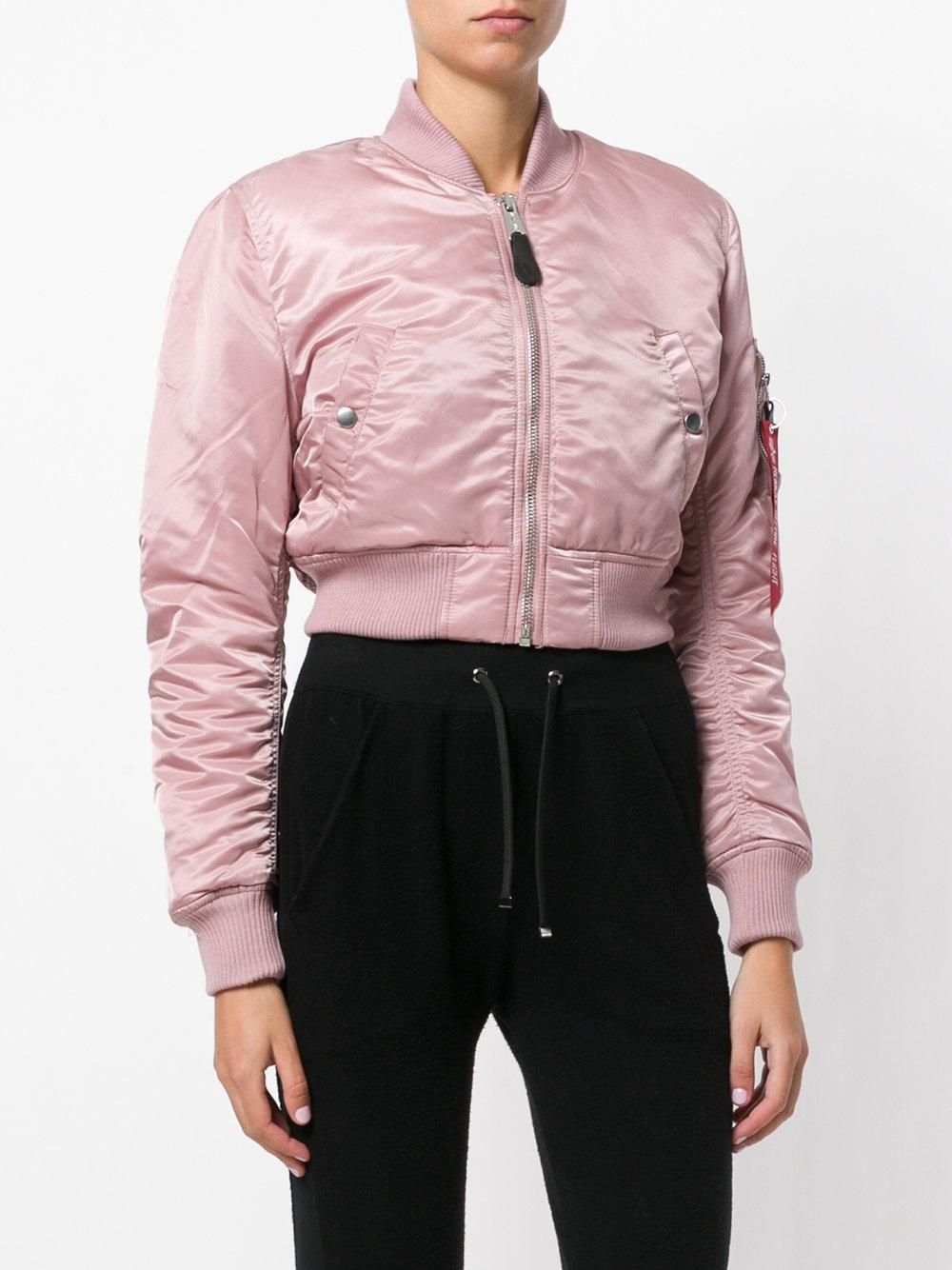 Alpha Industries Synthetic Cropped Bomber Jacket in Pink & Purple (Pink) -  Lyst