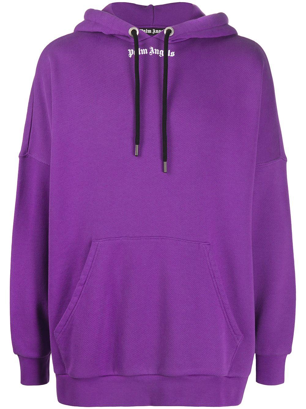 Palm Angels Cotton Logo-print Oversized Hoodie in Purple for Men - Lyst