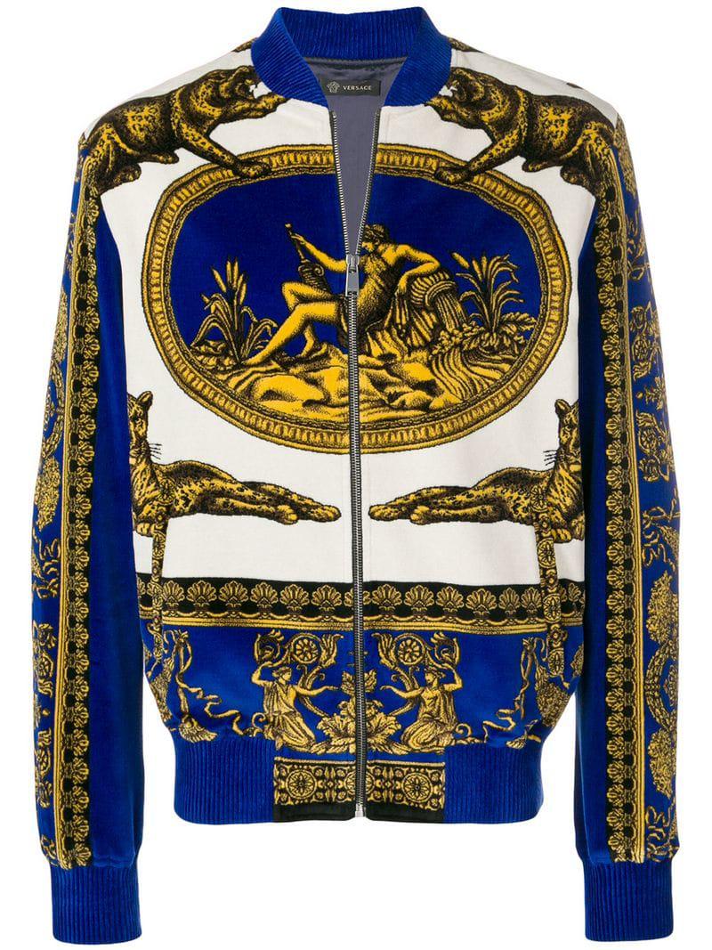 Versace Baroque Velvet Bomber Jacket in 