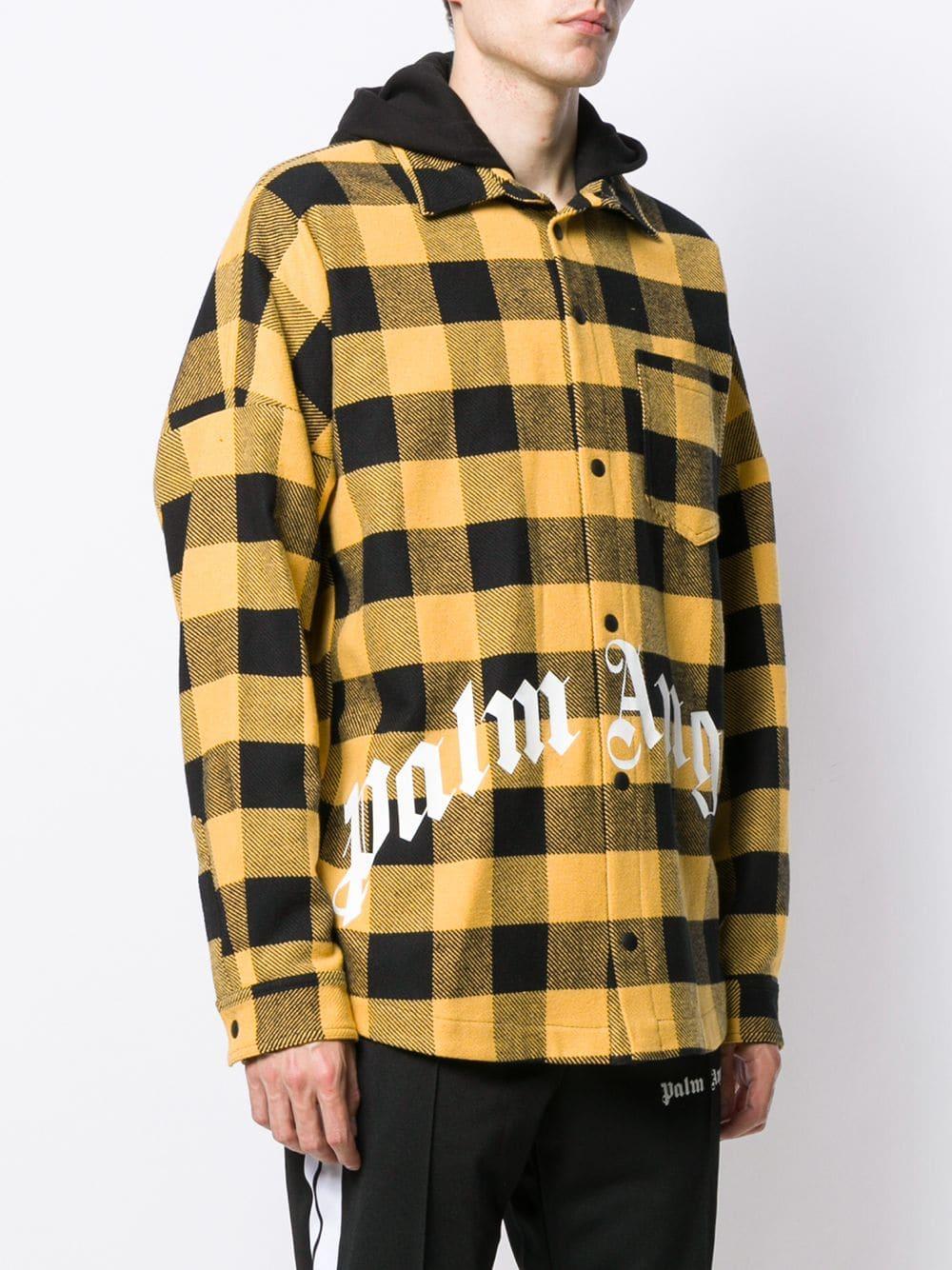 Palm Angels Plaid Shirt Hoodie Jacket in Yellow for Men | Lyst