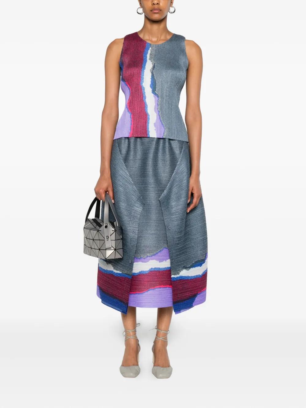 スカート PLEATS PLEASE all over pattern skirt Issey Miyake 1990s Pleats Please Multicolor Pattern Print