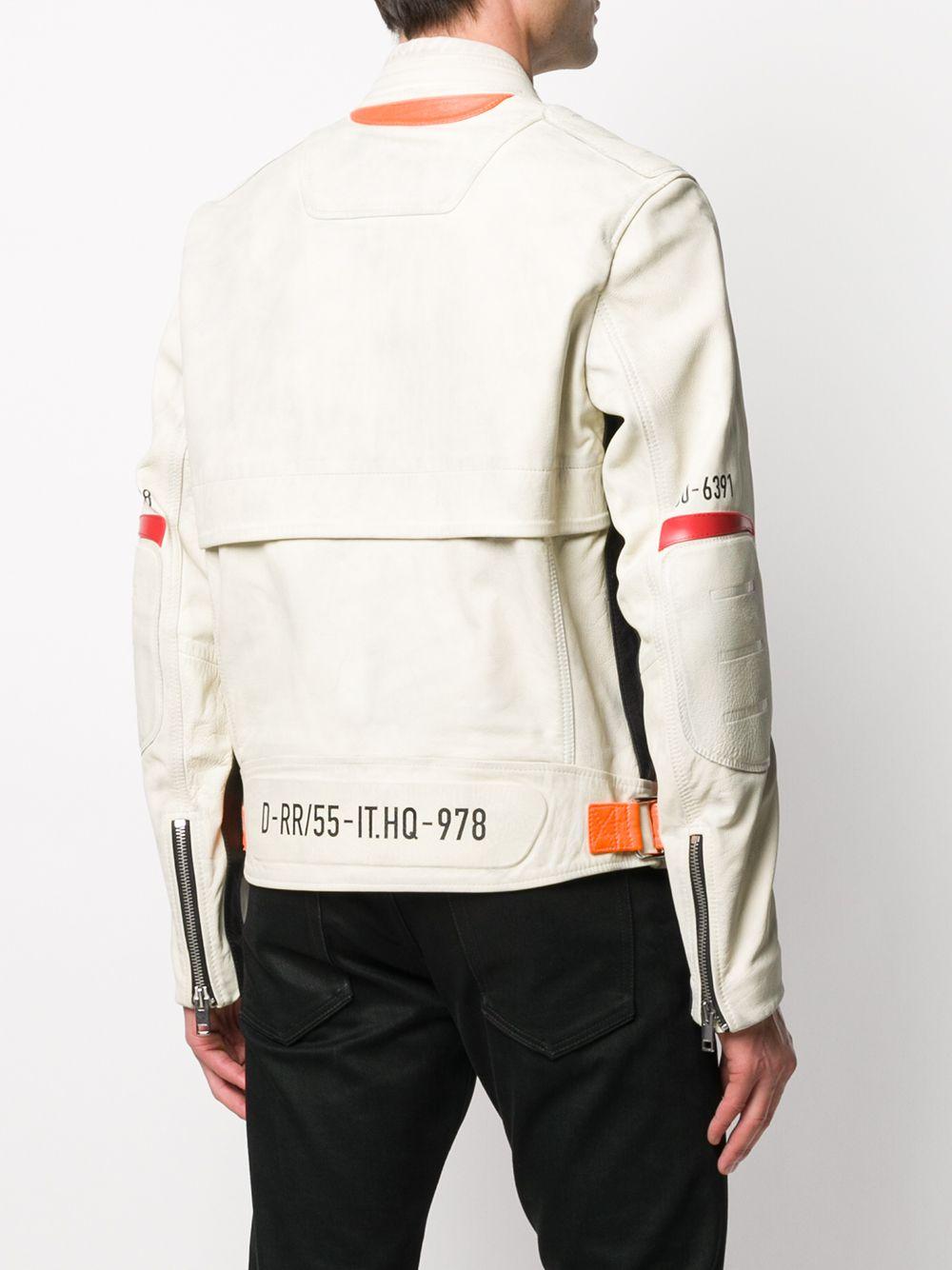 DIESEL Leather Neon Straps Jacket in White for Men - Lyst