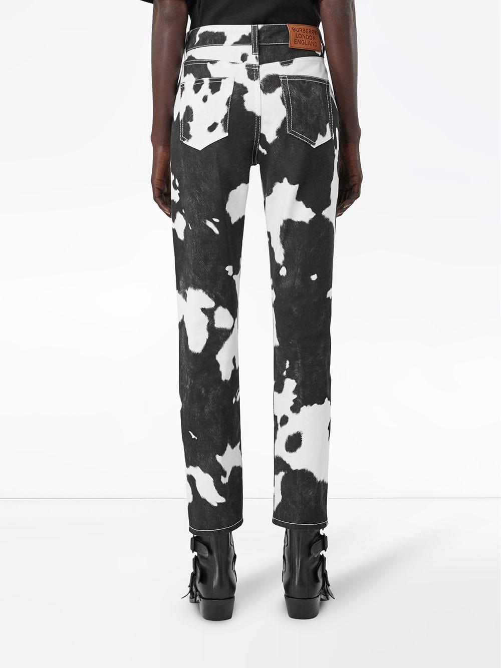 Burberry Straight Fit Cow Print Jeans in Black | Lyst