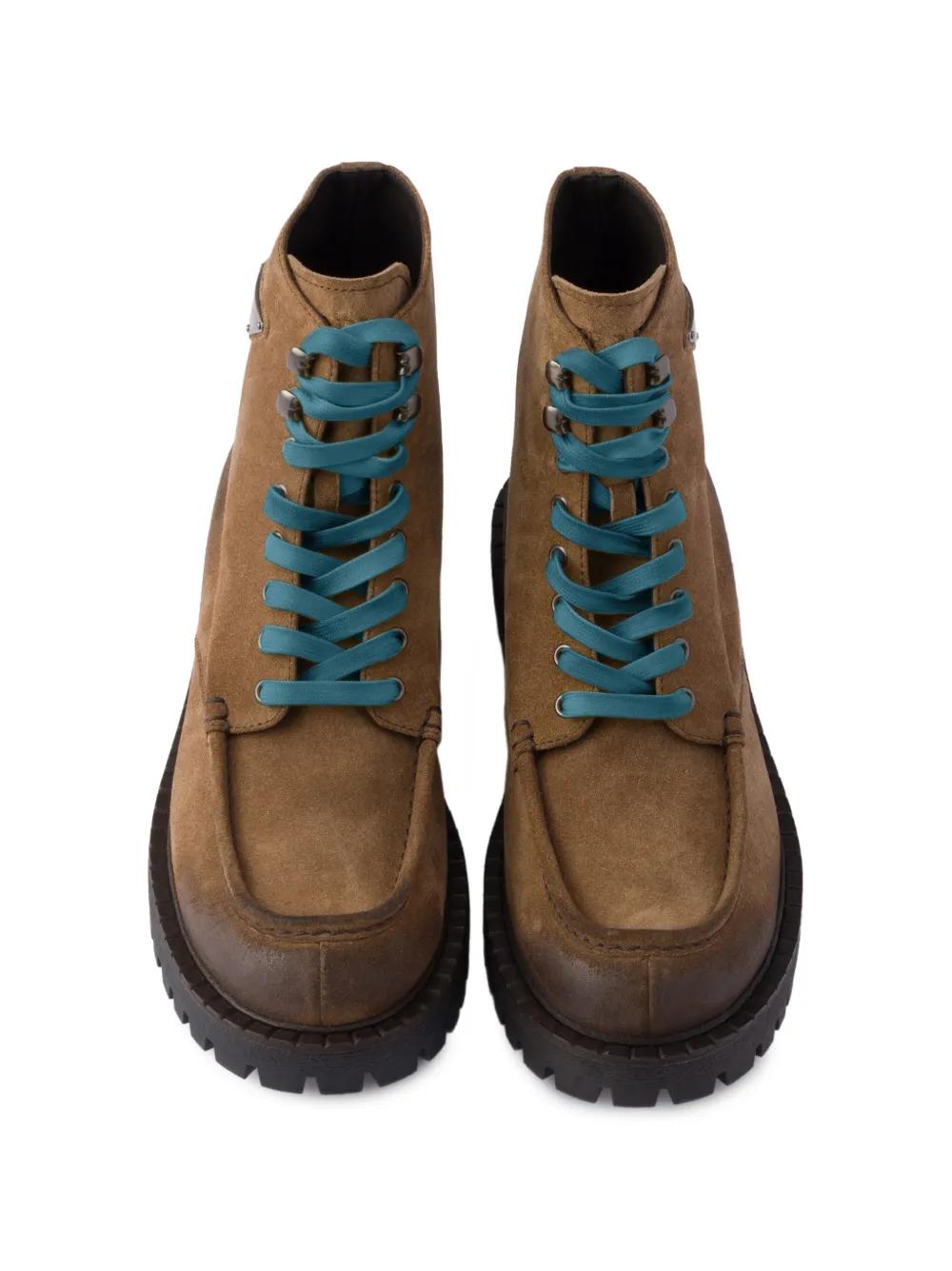 Prada Aged Suede Lace-Up Ankle Boots in Brown for Men | Lyst display picture 1