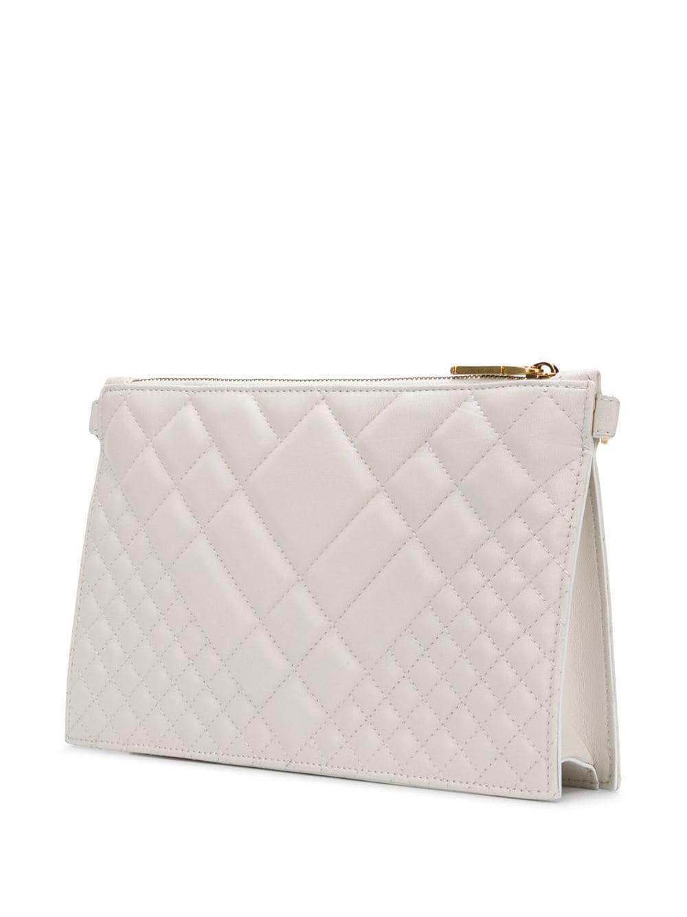 Versace Leather Quilted Medusa Clutch Bag in White - Lyst