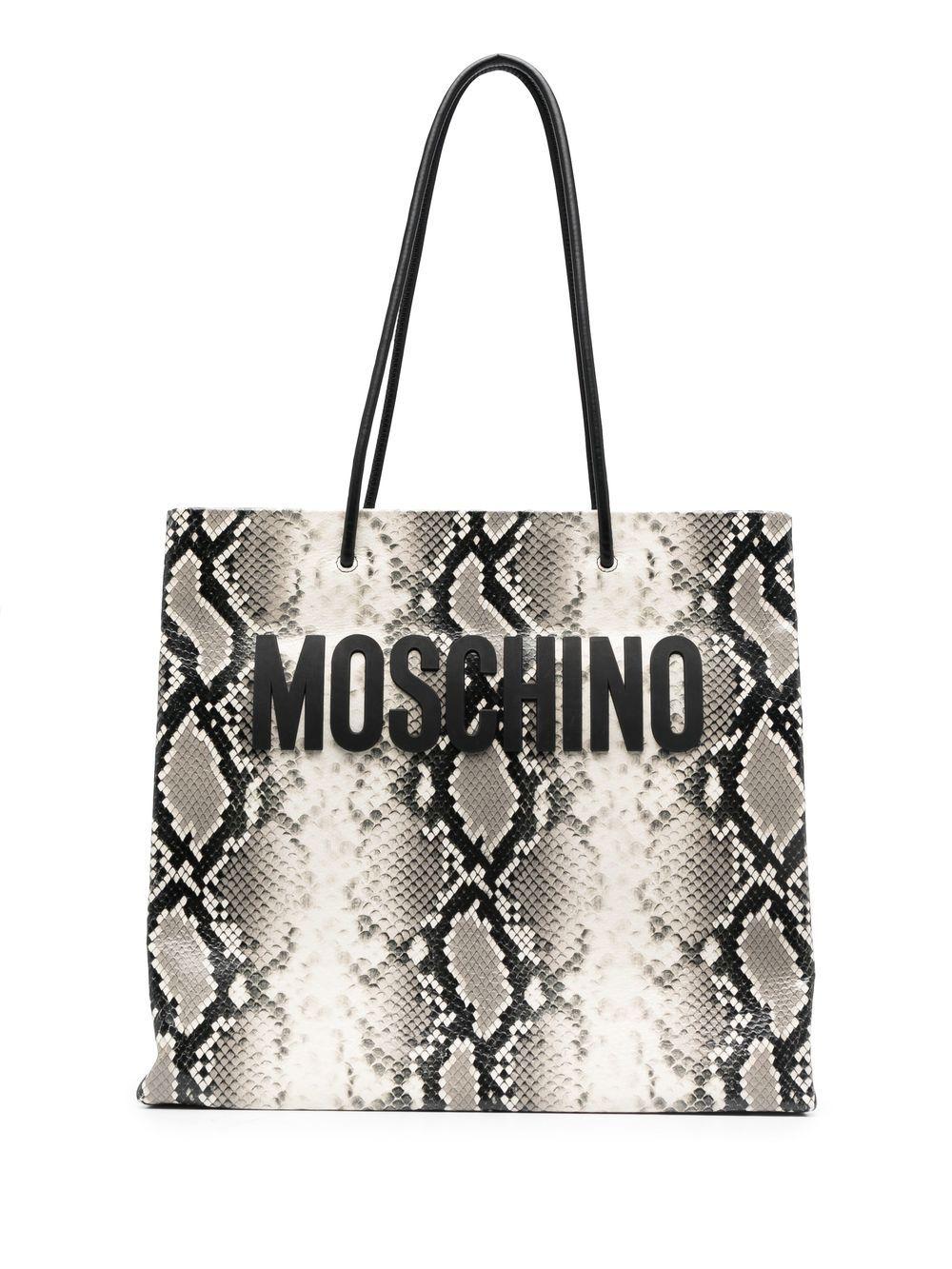 Moschino Snakeskin Print Shoulder Bag in Black | Lyst