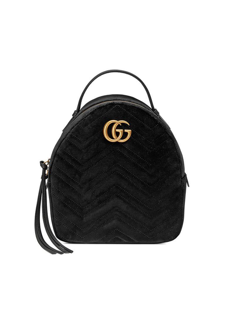 Gucci GG Marmont Velvet Backpack in Black | Lyst