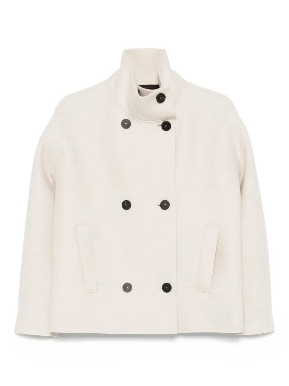 ブルゾン Harris Wharf London Boxy Short Coat With High Collar Trilogy Stores | Boxy Coat in Pearl Grey