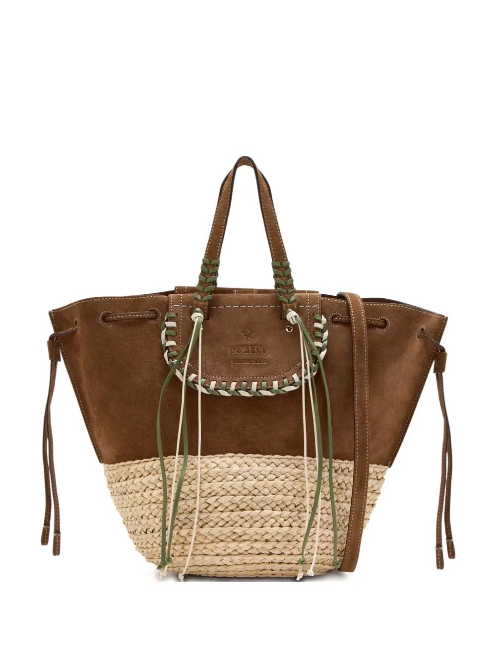 トートバッグ Cuba Lab Cuba Lab Handbag With Woven Straw Base ARossGirl x Cuba Lab Habanera Medium Straw Drawstring Tote