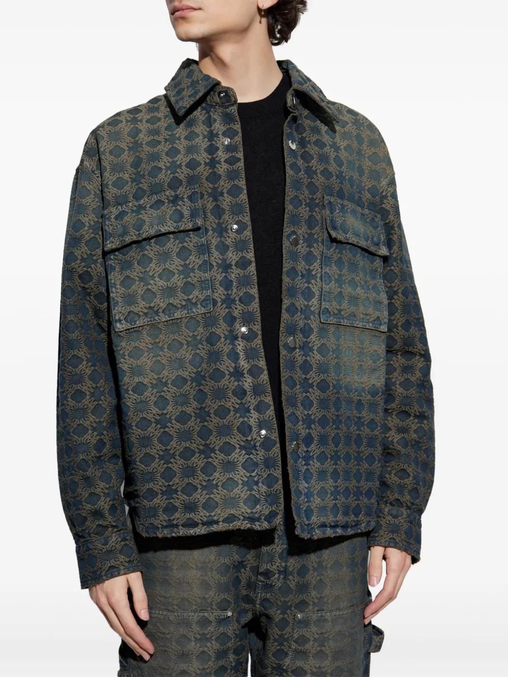ジャケット・アウター AMERI Denim mountain parka jacket amiri-blue-Ma-Quad-Jacquard-