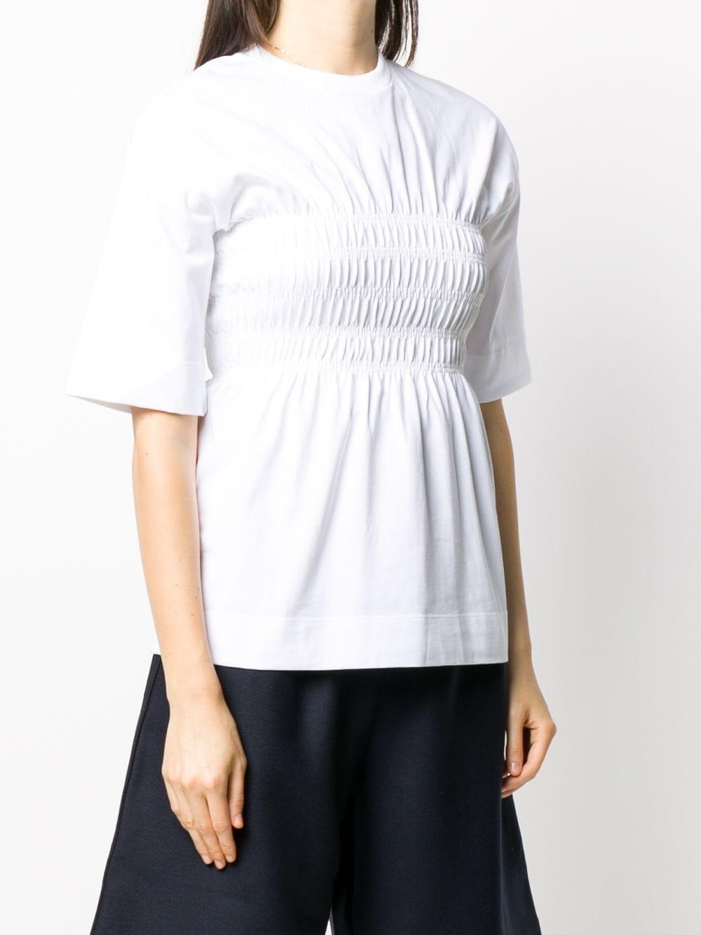 Ganni Shirred Jersey Smock T-shirt in White | Lyst