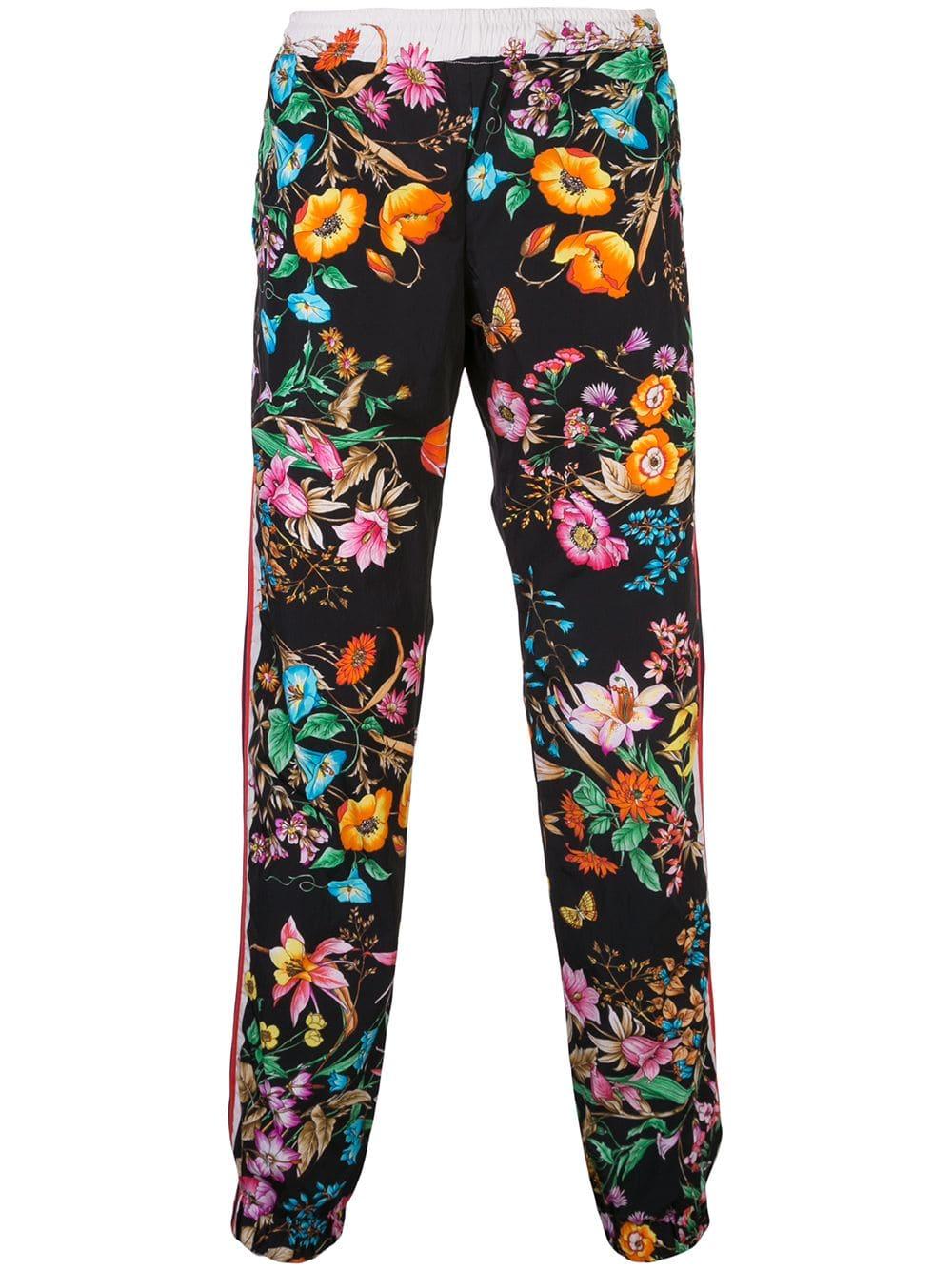 Gucci Floral Print Track Pants in Black for Men | Lyst