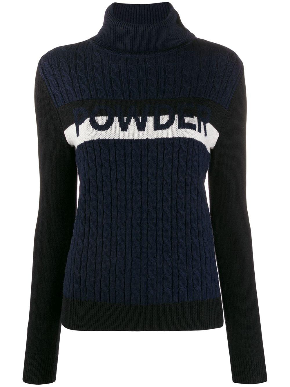 Perfect Moment Cableknit Jumper in Blue Lyst